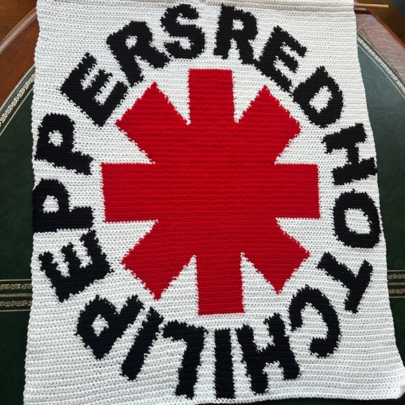 Hand Crocheted Red Hot Chili Peppers Wall Tapestry! - Picture 2 of 9